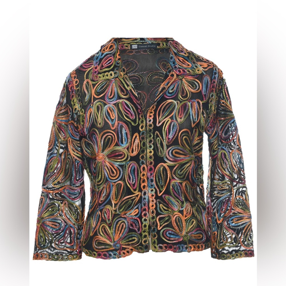 Casual Studio rainbow floral zip up